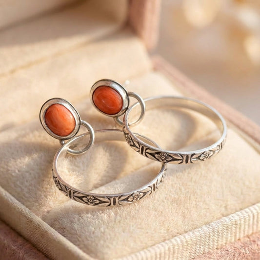 Vintage Coral Stone Dangling Earrings
