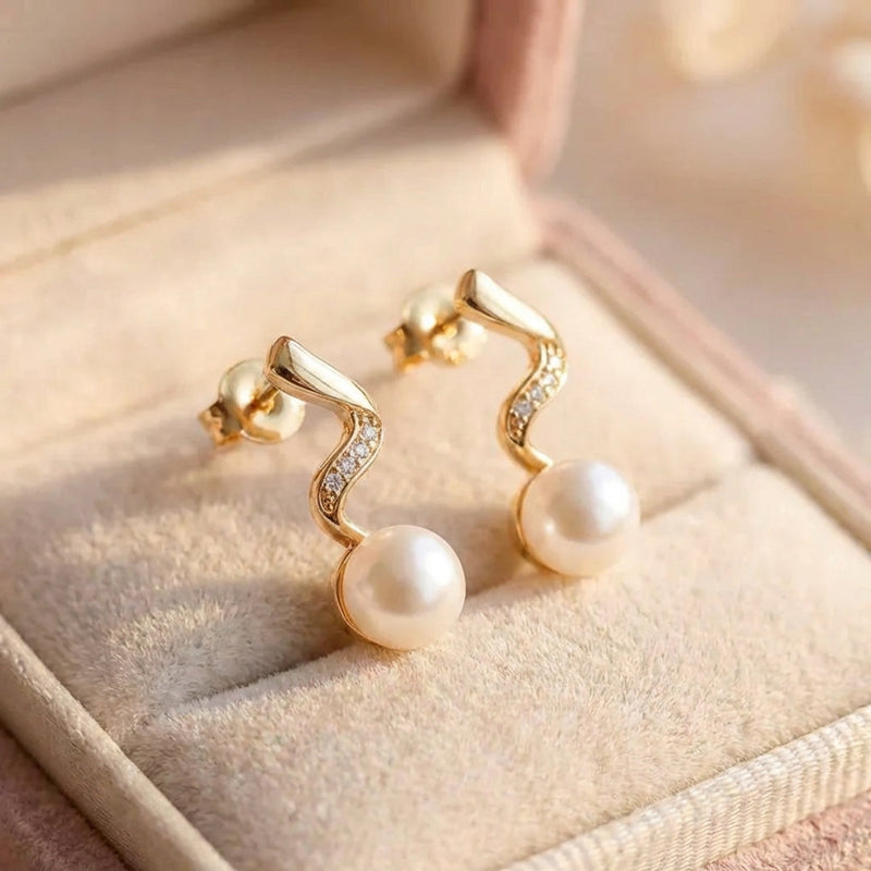 Natural Pearl Necklace + Earrings Set