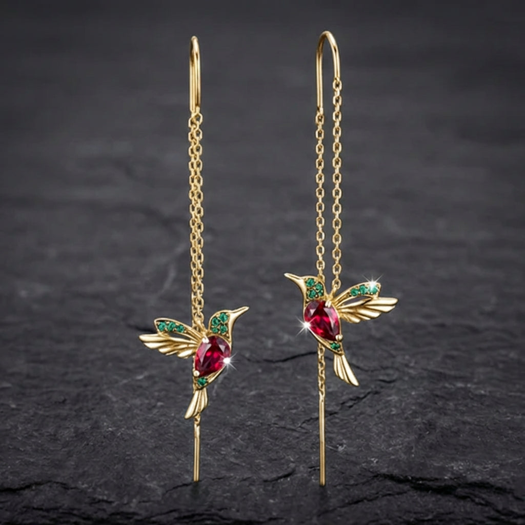 Hummingbird Enamel And Zirconia Earrings