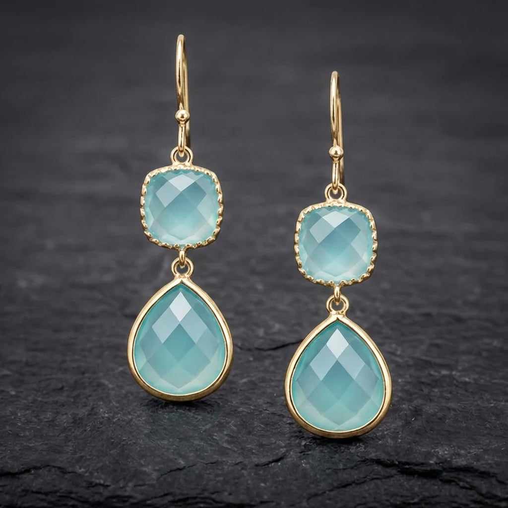 Vintage Turquoise Moonstone Earrings