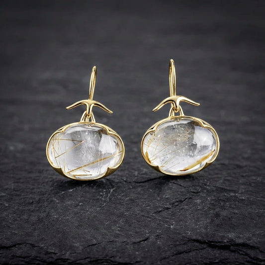 Vintage Moonstone Golden Earrings