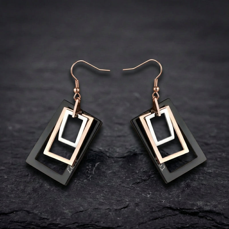 Vintage Hollow Rectangle Earrings