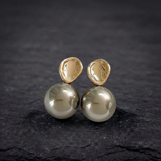 Vintage Grey Pearl Earrings