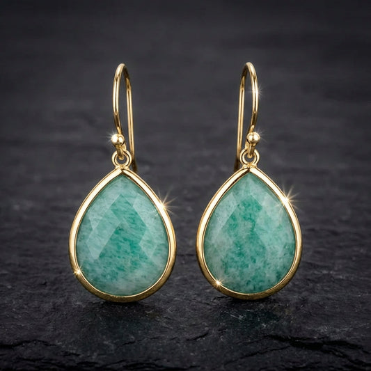 Vintage Blue Drop Gold Earrings