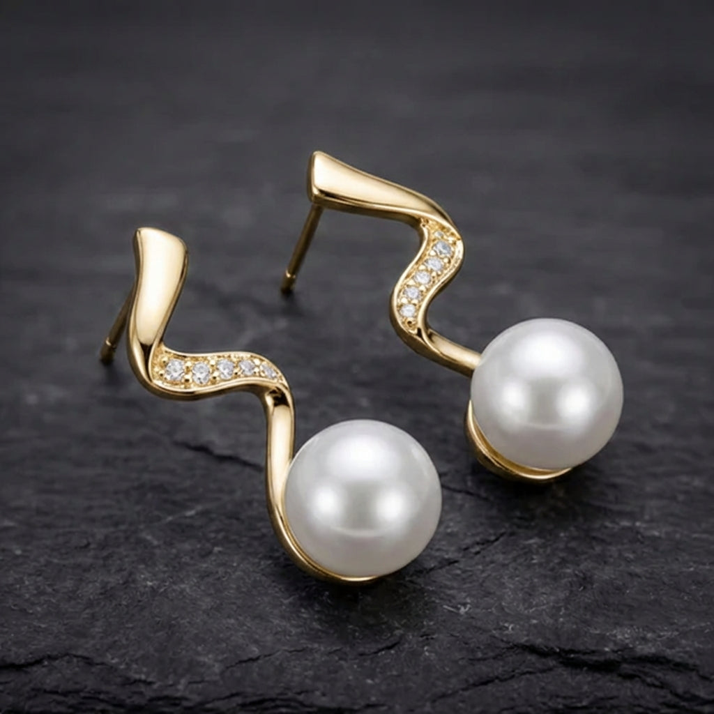 Natural Pearl Necklace + Earrings Set