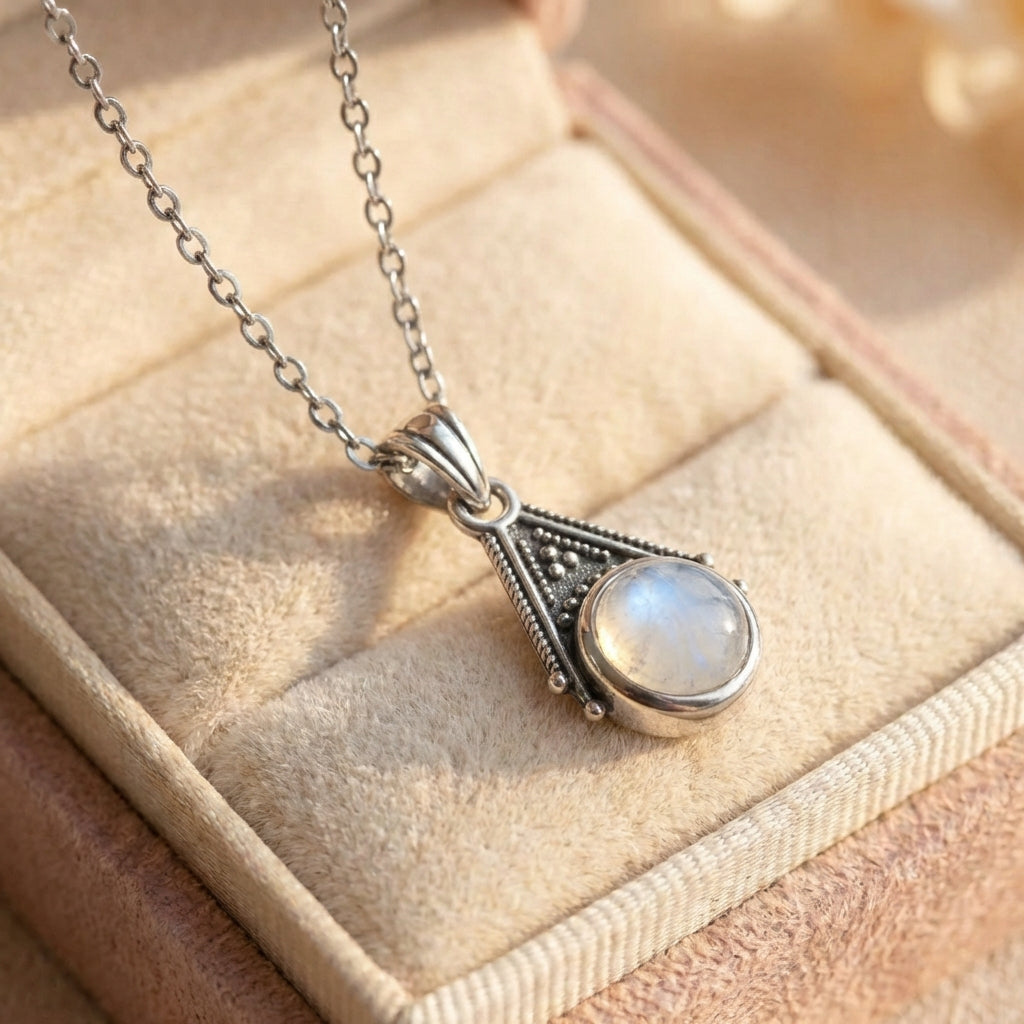 Vintage Silver Moonstone Necklace