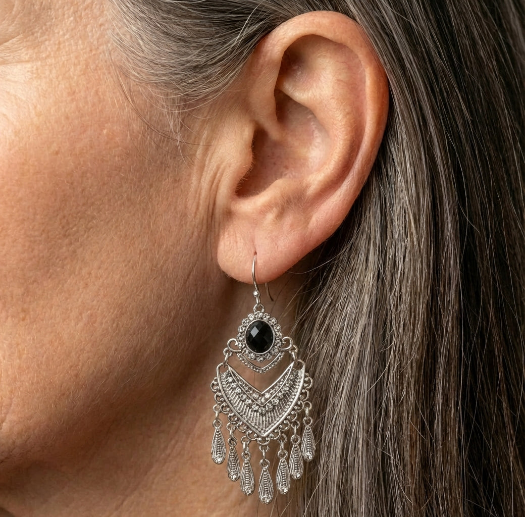 Black Rhinestone Earrings