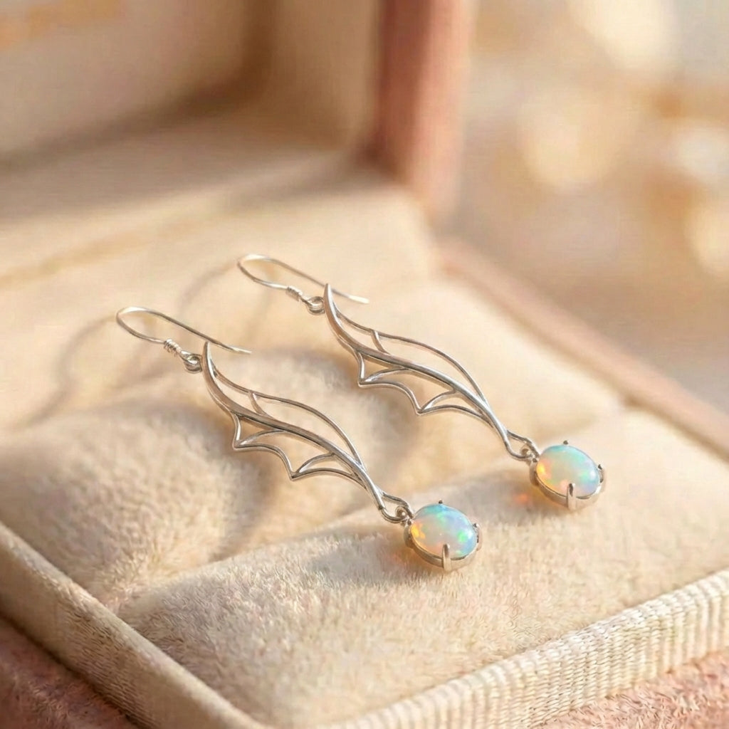 Vintage Wing Opal Earrings