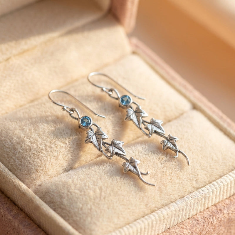 Vintage Silver Leaf Earrings