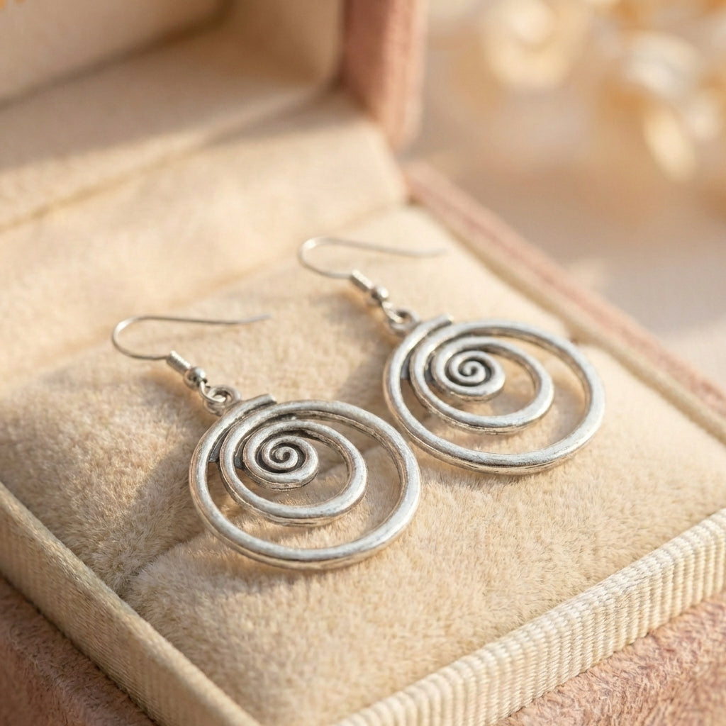 Vintage Spiral Dangle Earrings
