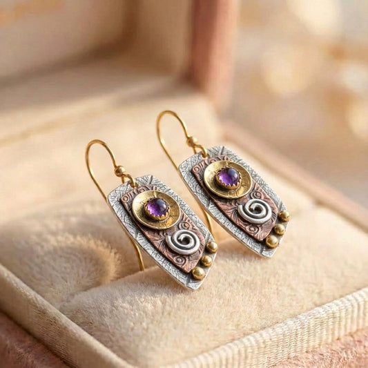 Vintage Purple Spiral Earrings