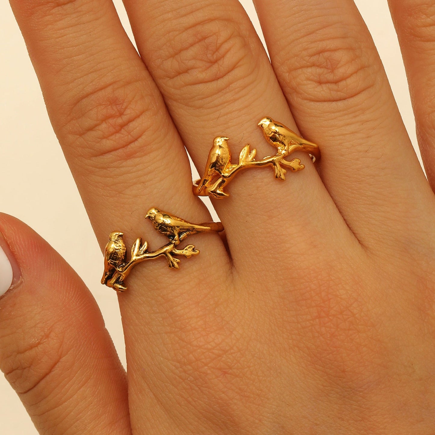 Gold Bird Branch Ring
