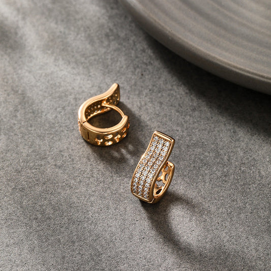Gold Crystal Huggie Earrings