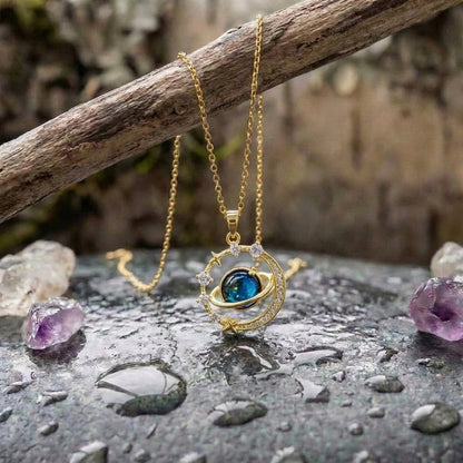 Gold Dream Starry Sky Planet Pendant Necklace