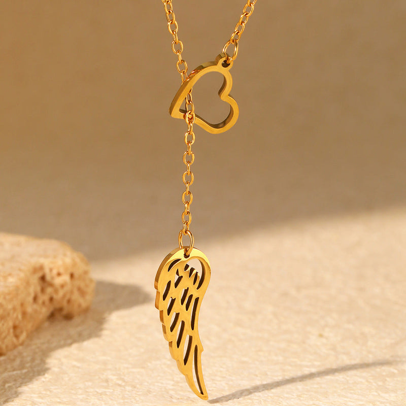 Gold Heart Wing Necklace