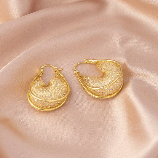 Gold Textured Hoop Earrings