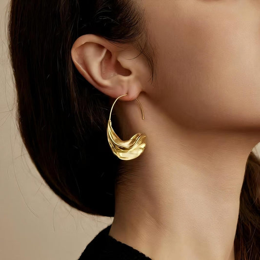 Gold Textured Hoop Earrings