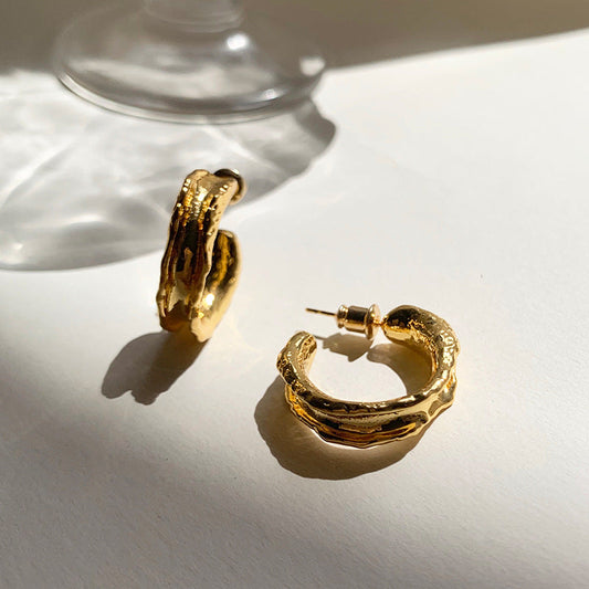 Gold Textured Hoop Earrings