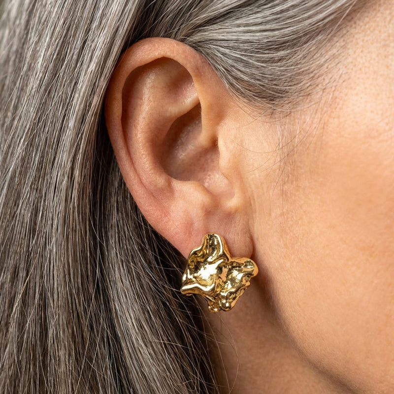 Gold Textured Stud Earrings