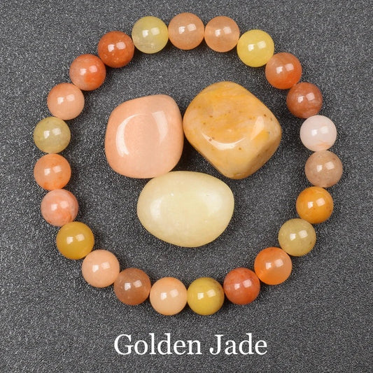 Golden Jade Bead Bracelet
