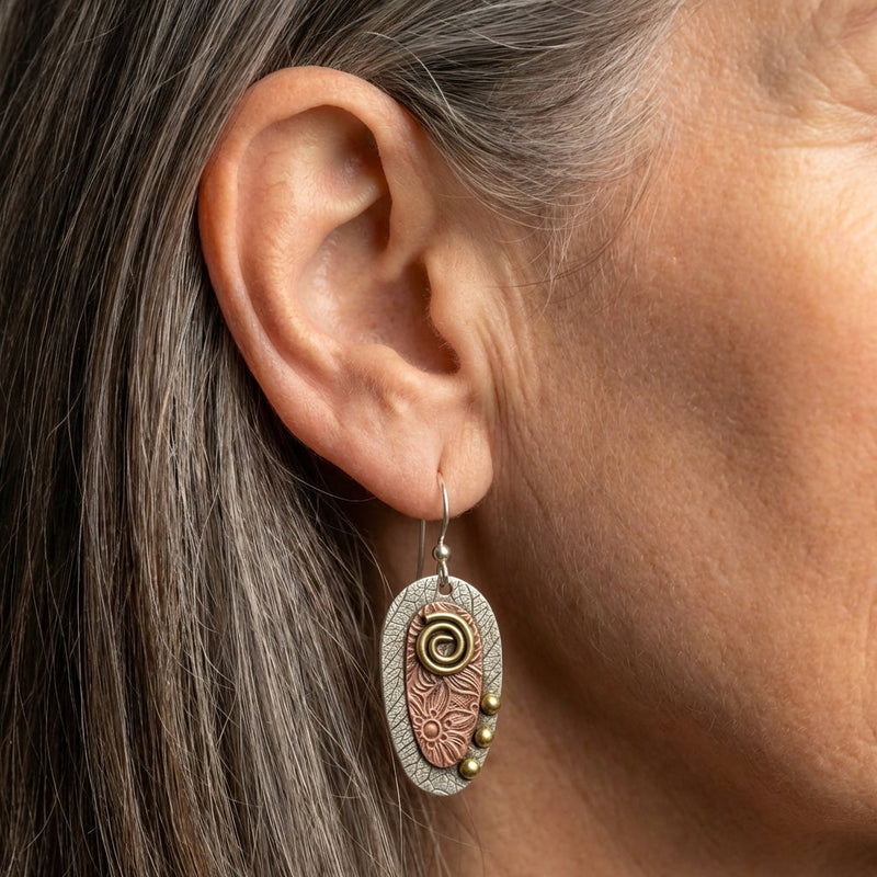 Handmade Spiral Leaf Earrings
