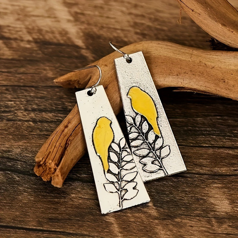 Handmade Yellow Bird Earrings