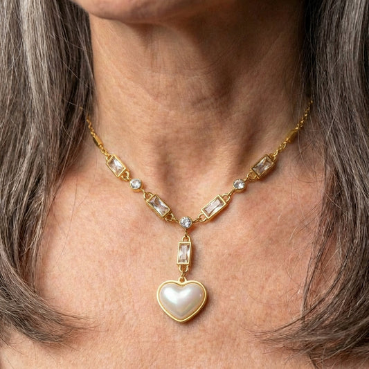 Heart Dazzling Pearl Gold Necklace