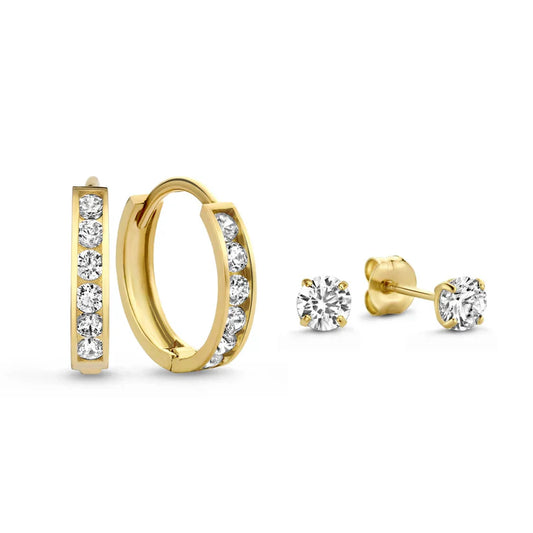Dara Brillane Gold Stone Earrings Set