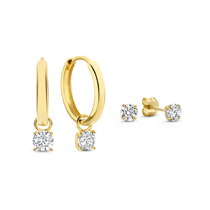 Larmes De Lune Gold Stone Earrings