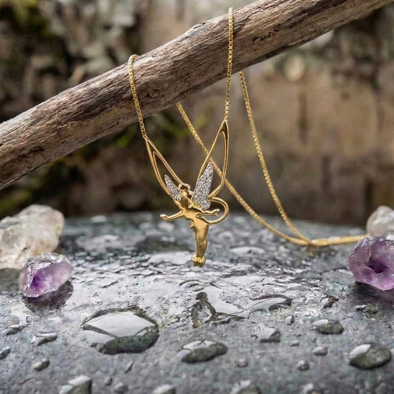 Lucky Fairy Necklace In Sterling Silver And Gold