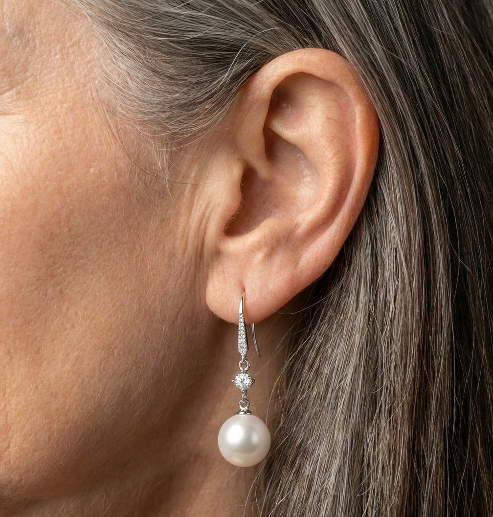 Luxury Zircon Pearl Silver Earrings