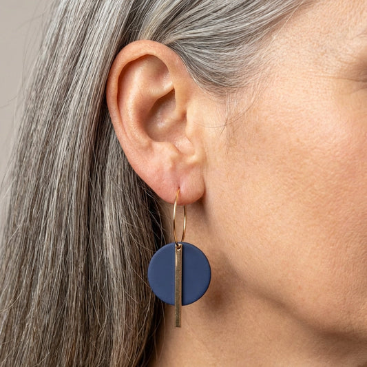 Minimalist Navy Circle Earrings