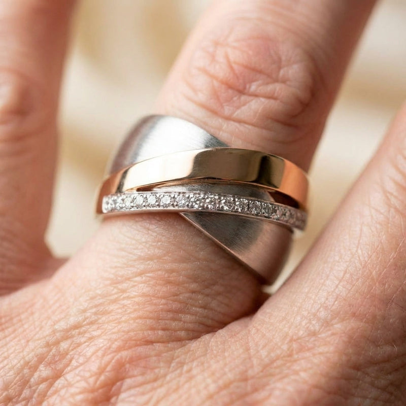 Modern Cz Crossover Ring