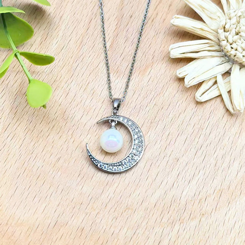 Moonstone Crescent Necklace