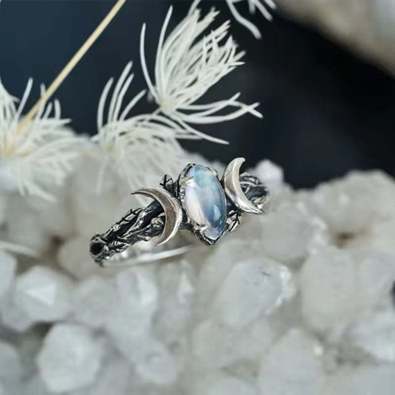 Moonstone Triple Moon Ring