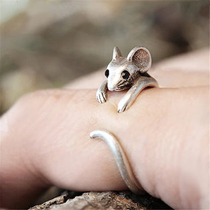 Vintage-Inspired Silver Mouse Statement Ring
