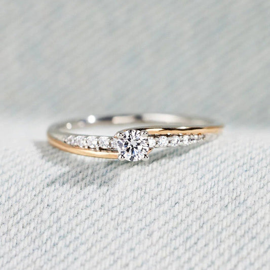 Exquisite Gold & Silver Zirconia Ring
