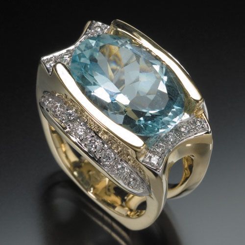 Vintage-Style Oval Aquamarine Accent Ring