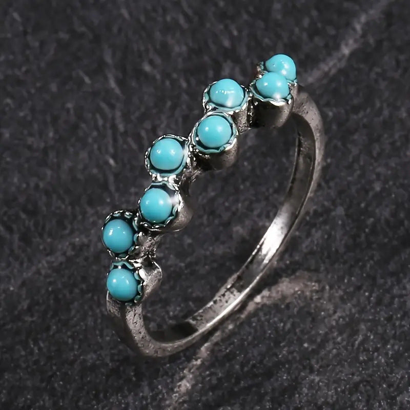 Boho Minimalist Turquoise Dot Accent Ring