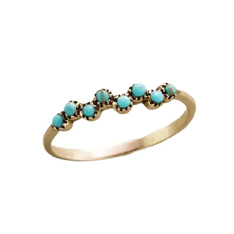 Boho Minimalist Turquoise Dot Accent Ring
