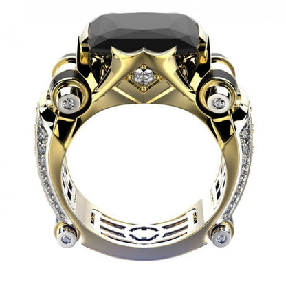 Elegant Maze Cutout Band Amber Ring