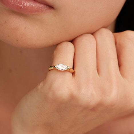 Fine Crystal Gold Ring Set
