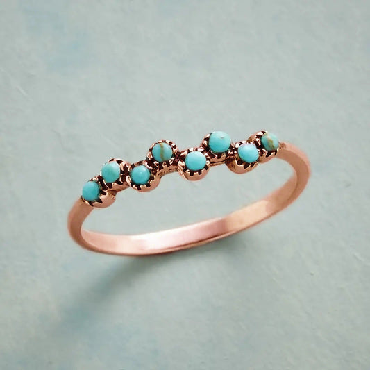 Boho Minimalist Turquoise Dot Accent Ring
