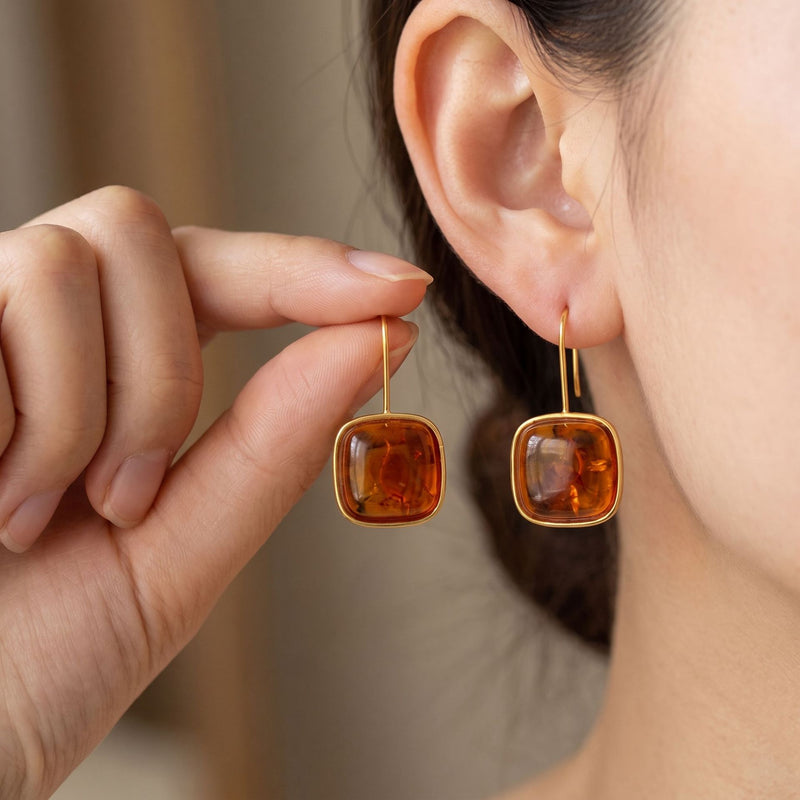 Vintage Orange Glass Gold