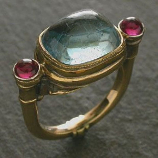 Vintage-Style Gold Aquamarine Ring