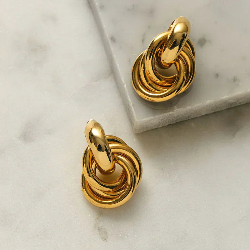 Gold Interlocking Statement Earrings