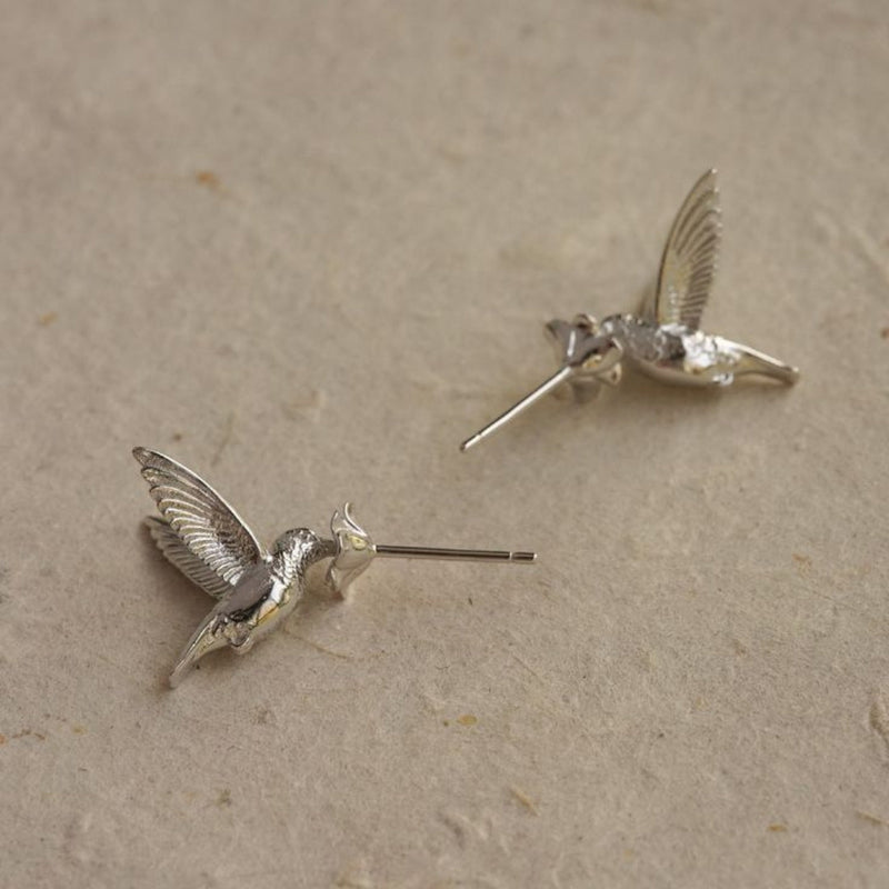 Silvered Hummingbird Earrings