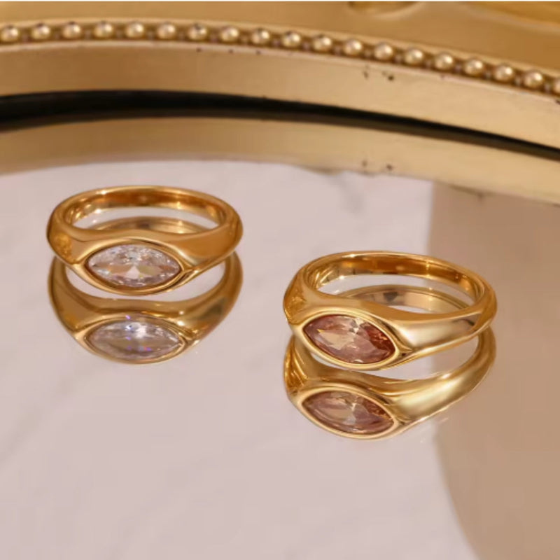 Crystal Eye Gold Ring