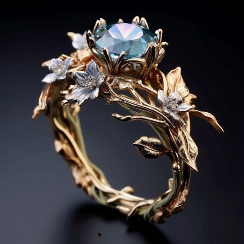 Exotic Blue Crystal Nature Ring