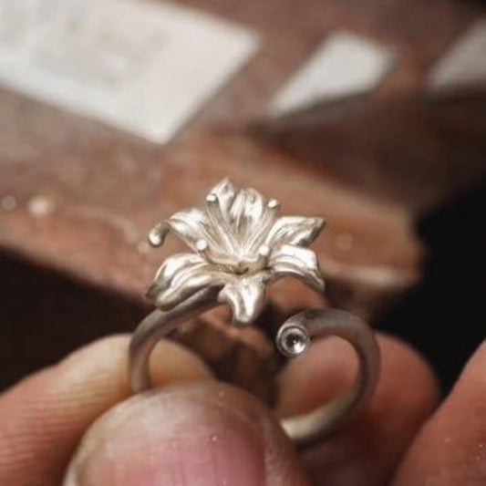 Lotus Silvered Ring
